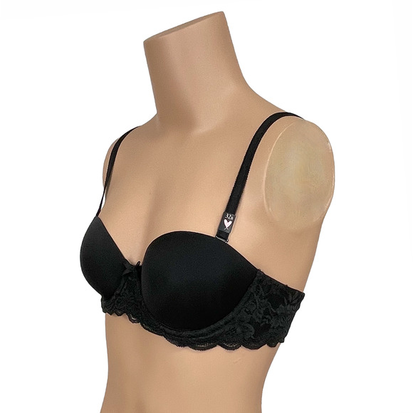 Victoria's Secret Dream Angels Multiway Demi Bra 32B Black Strapless Underwire - Picture 2 of 8